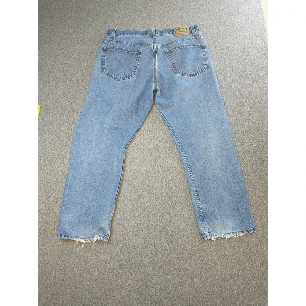Signature Levi Strauss & Co Mens 36x27 Regular Fit Light Wash Blue Jeans Cotton